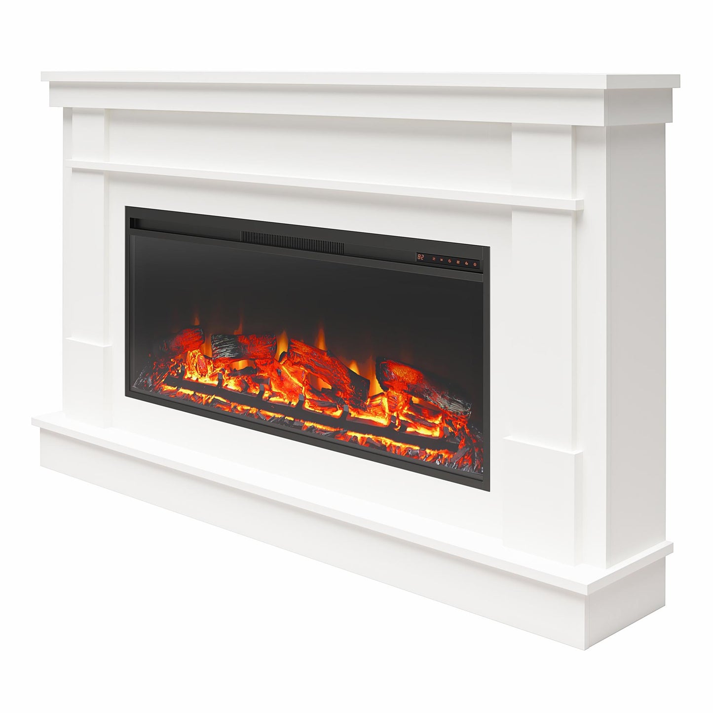 Elmcroft Wide Mantel with 43" Linear Fireplace Insert - White