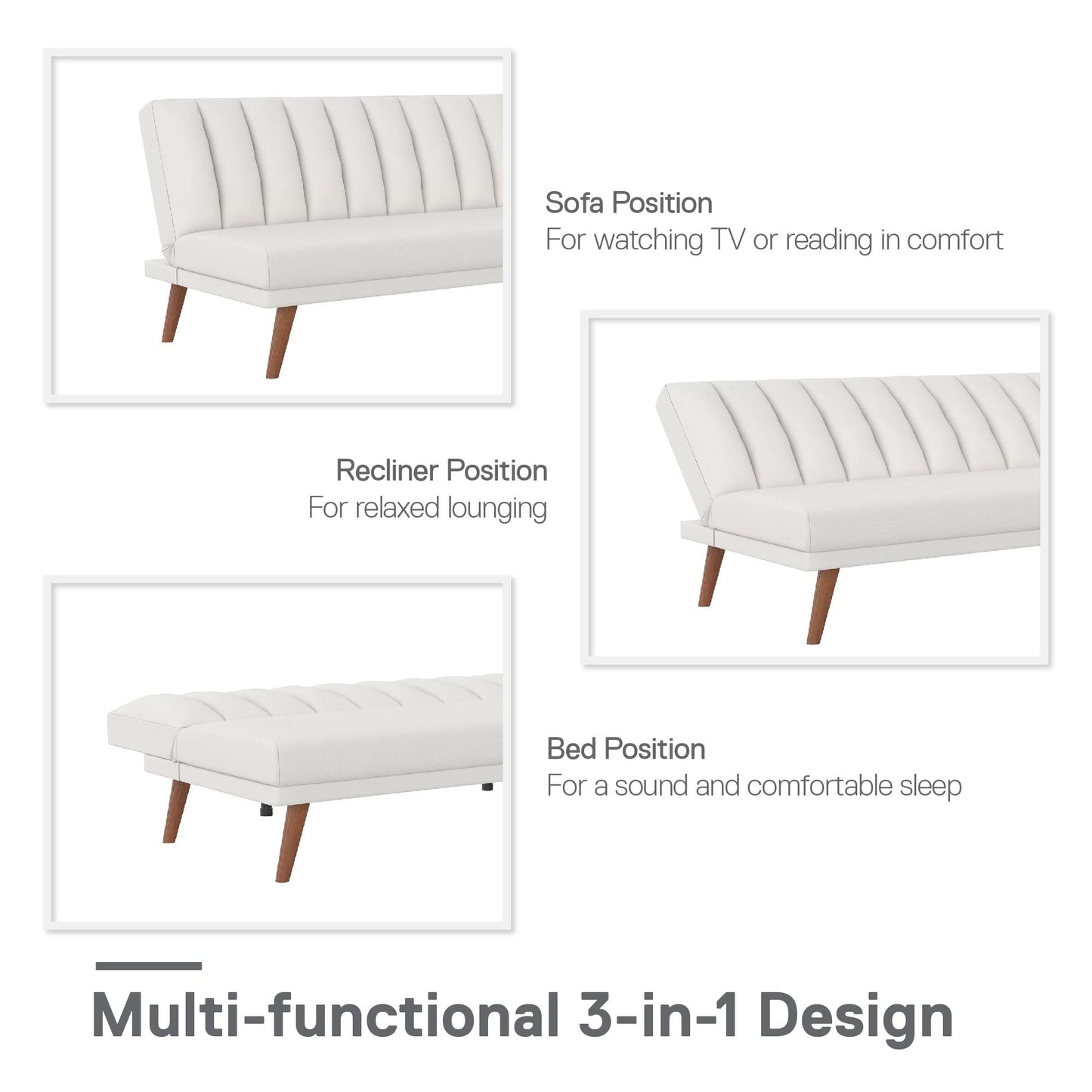 Brittany Armless Futon - White