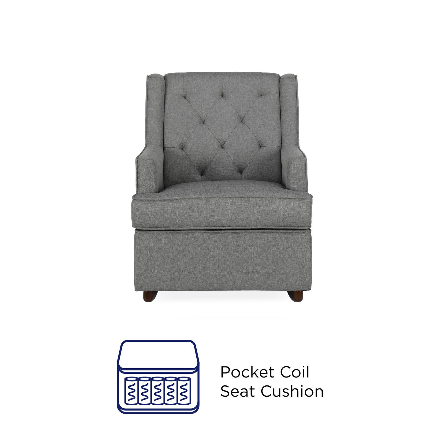 Bennet Transitional Wingback Linen Upholstered Nursery Rocker Chair - Grey Linen