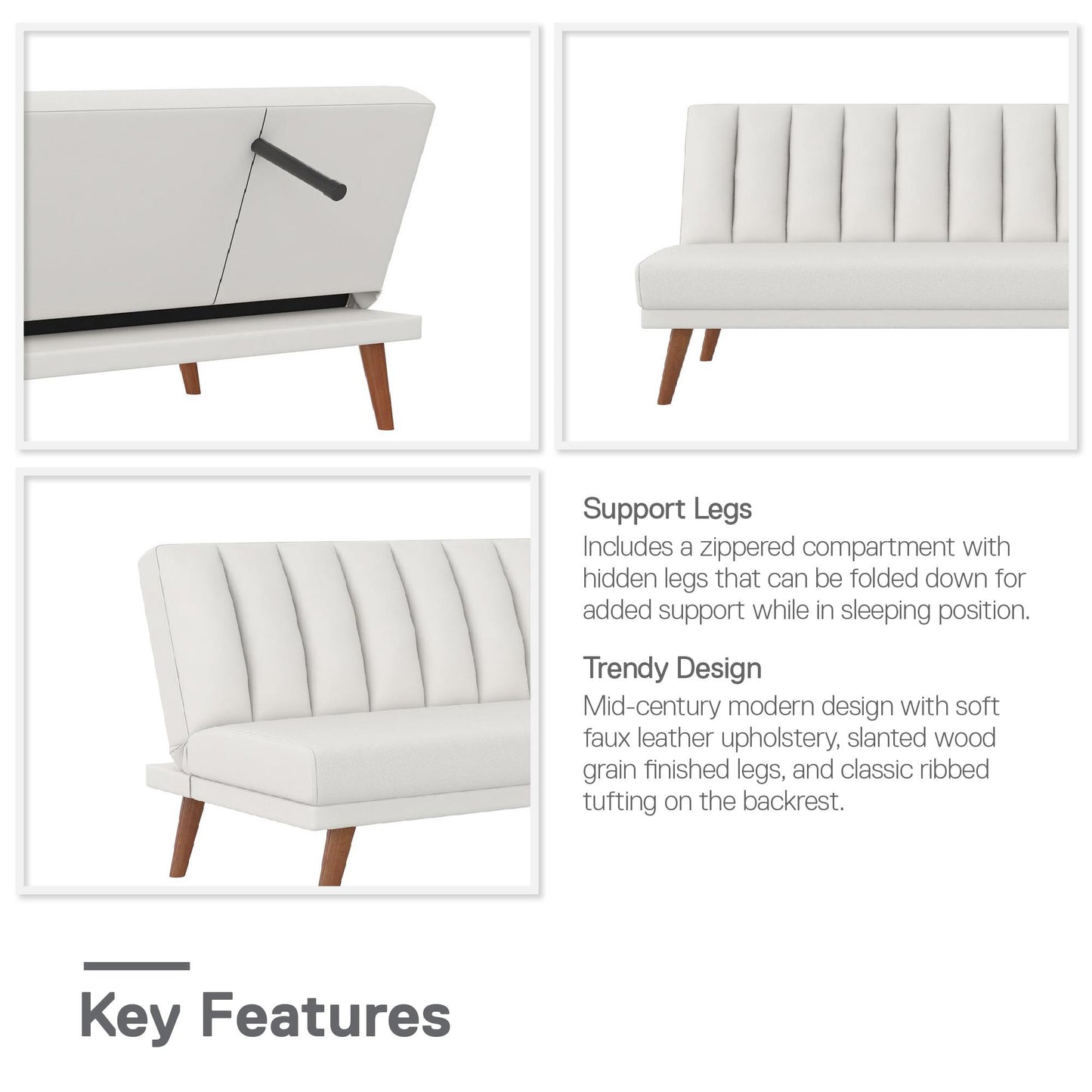 Brittany Armless Futon - White