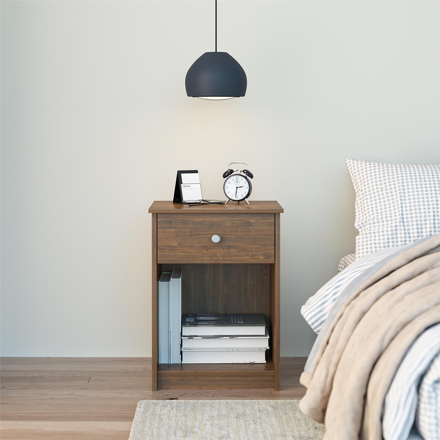 Ellywn Nightstand with Drawer - Saint Walnut