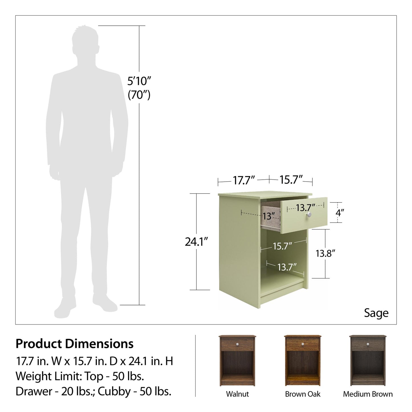 Ellywn Nightstand with Drawer - Beach Sand