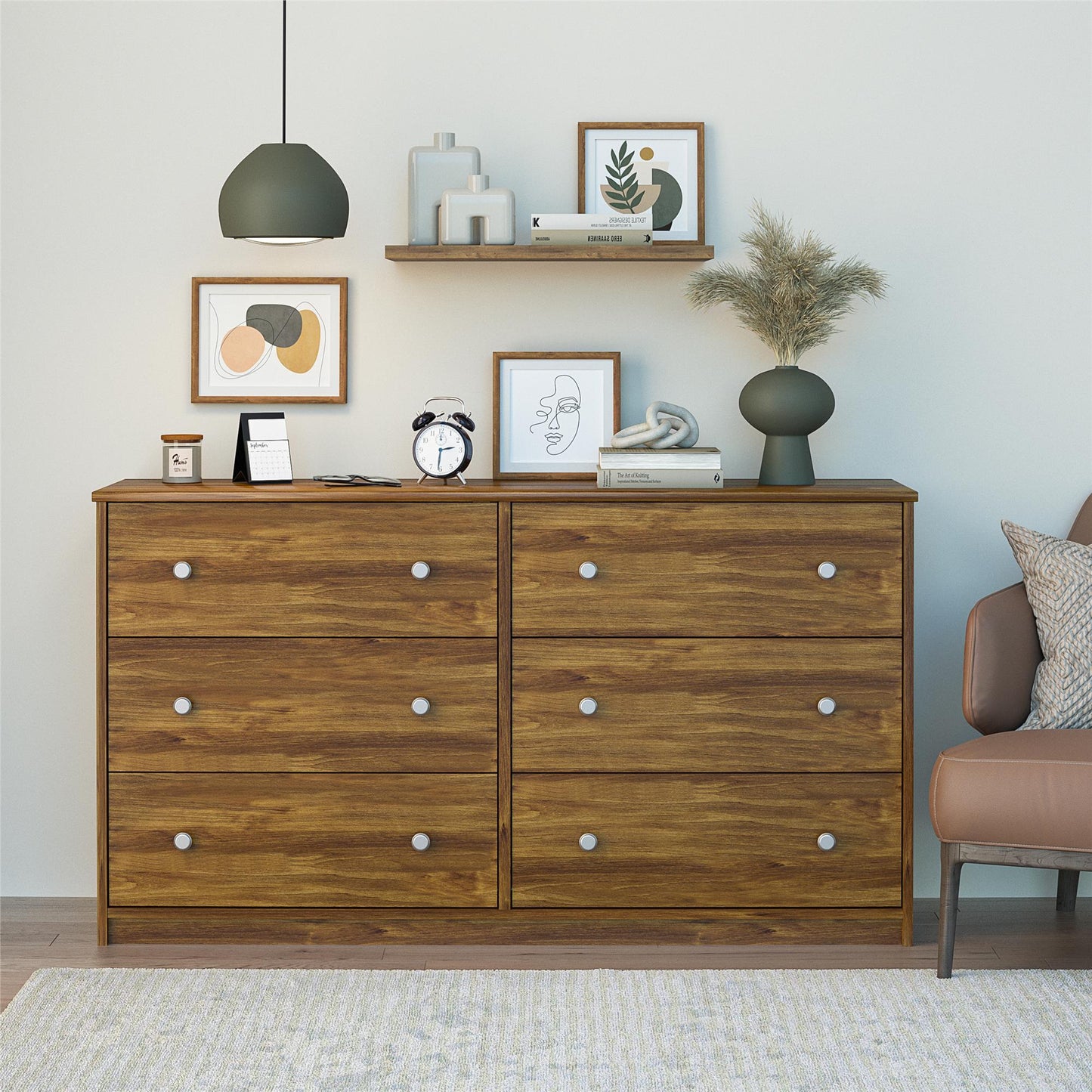 Ellwyn 6 Drawer Wide Dresser with Included Wall Anchor Kit - Bank Alder