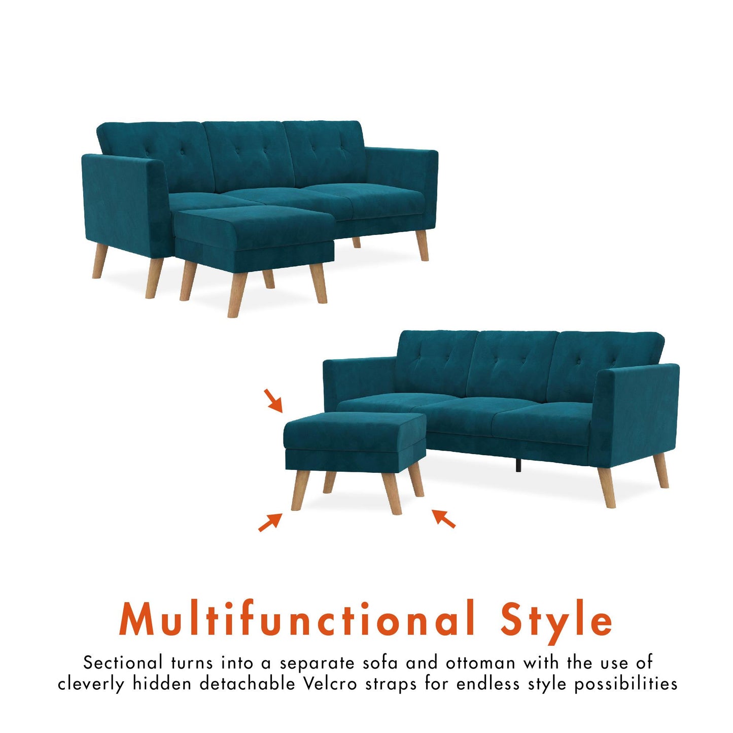 Gloria Sofa Sectional - Blue