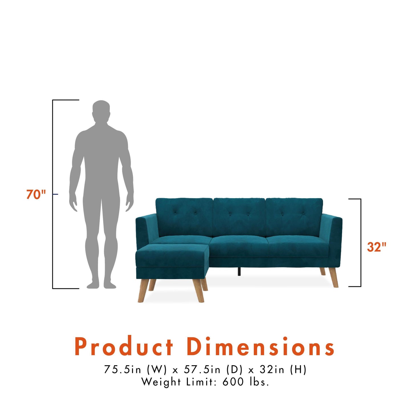 Gloria Sofa Sectional - Blue