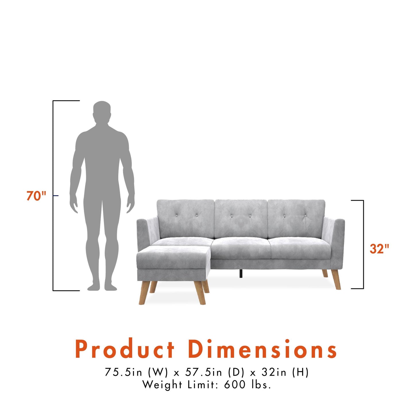 Gloria Sofa Sectional - Light Gray