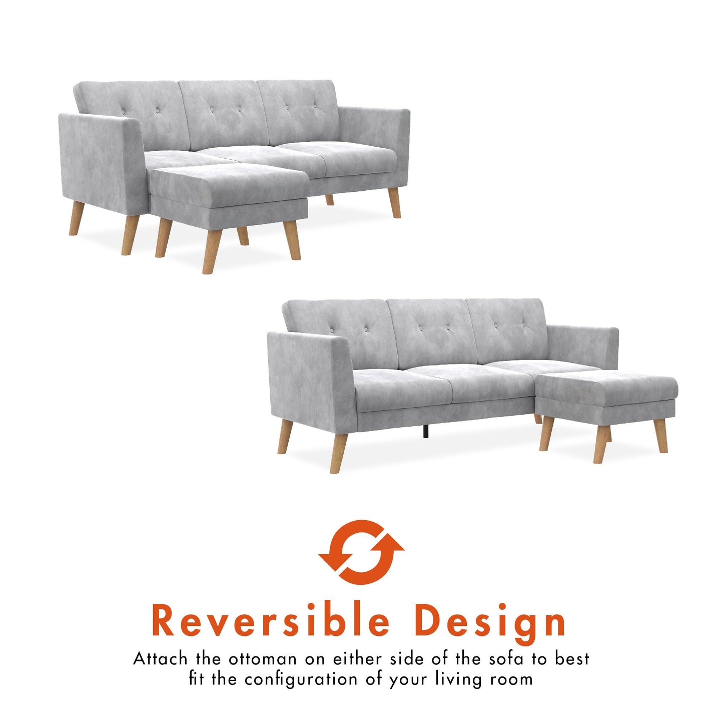 Gloria Sofa Sectional - Light Gray