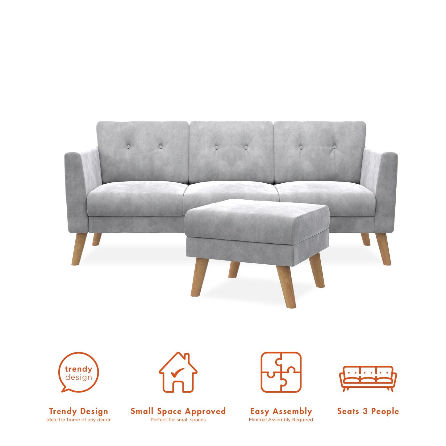 Gloria Sofa Sectional - Light Gray