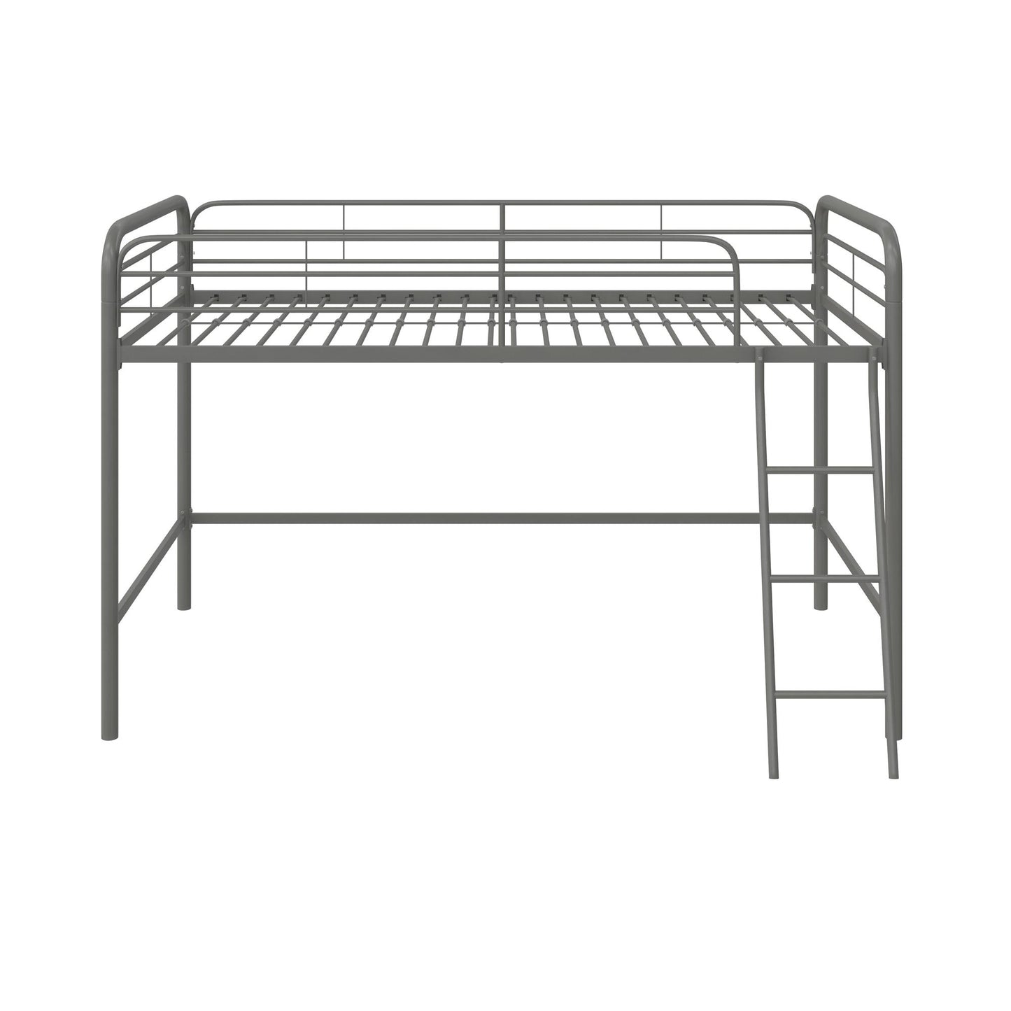 Jett Junior Loft Bed with Metal Frame and Built-In Ladder - Silver - Twin