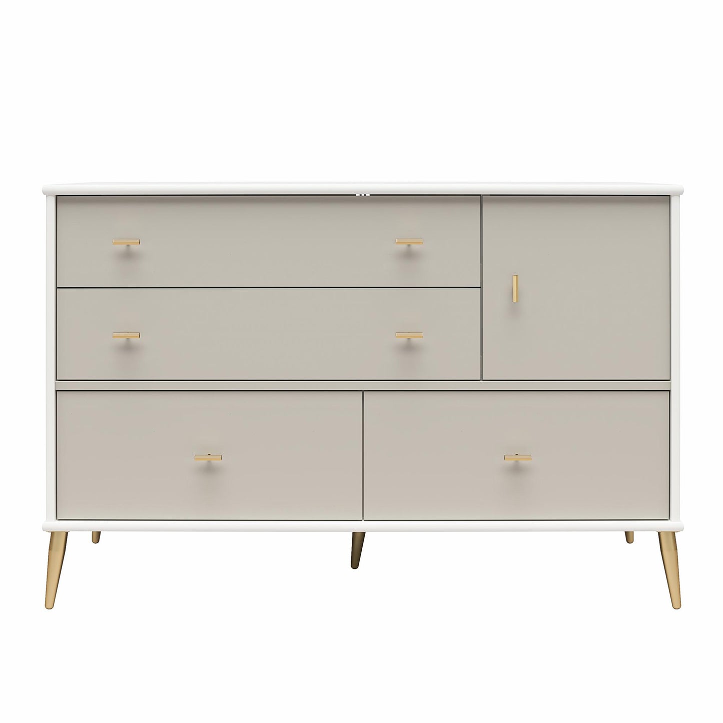 Valentina Asymmetrical 4 Drawer / 1 Door Convertible Dresser - White / Grey