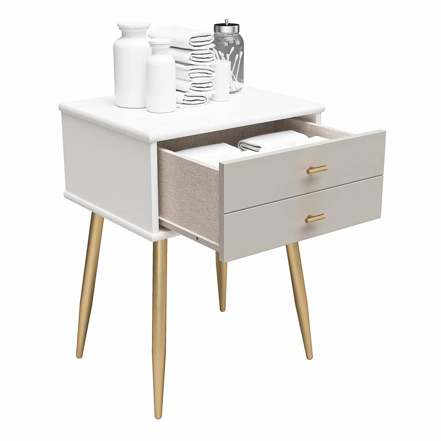 Little Seeds Valentina 1 Drawer Nightstand - White / Grey