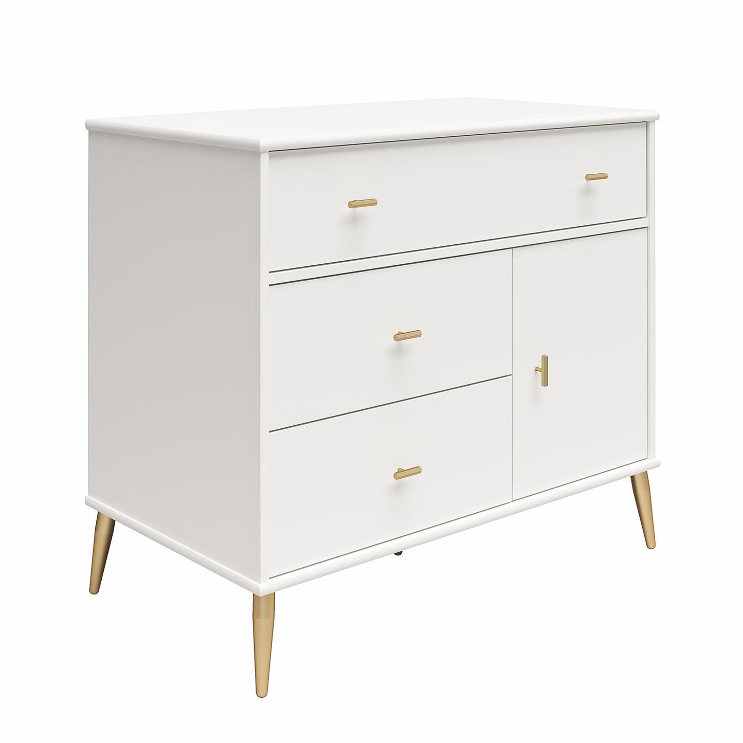 Little Seeds Valentina Asymmetrical 3 Drawer / 1 Door Convertible Dresser - White