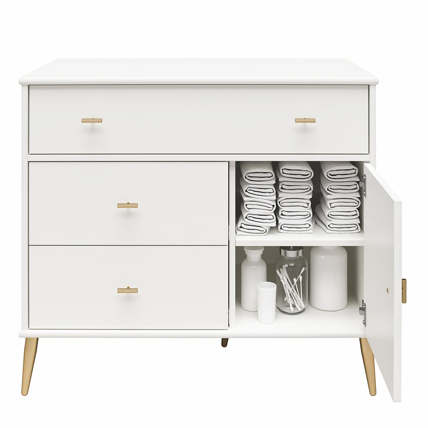 Little Seeds Valentina Asymmetrical 3 Drawer / 1 Door Convertible Dresser - White