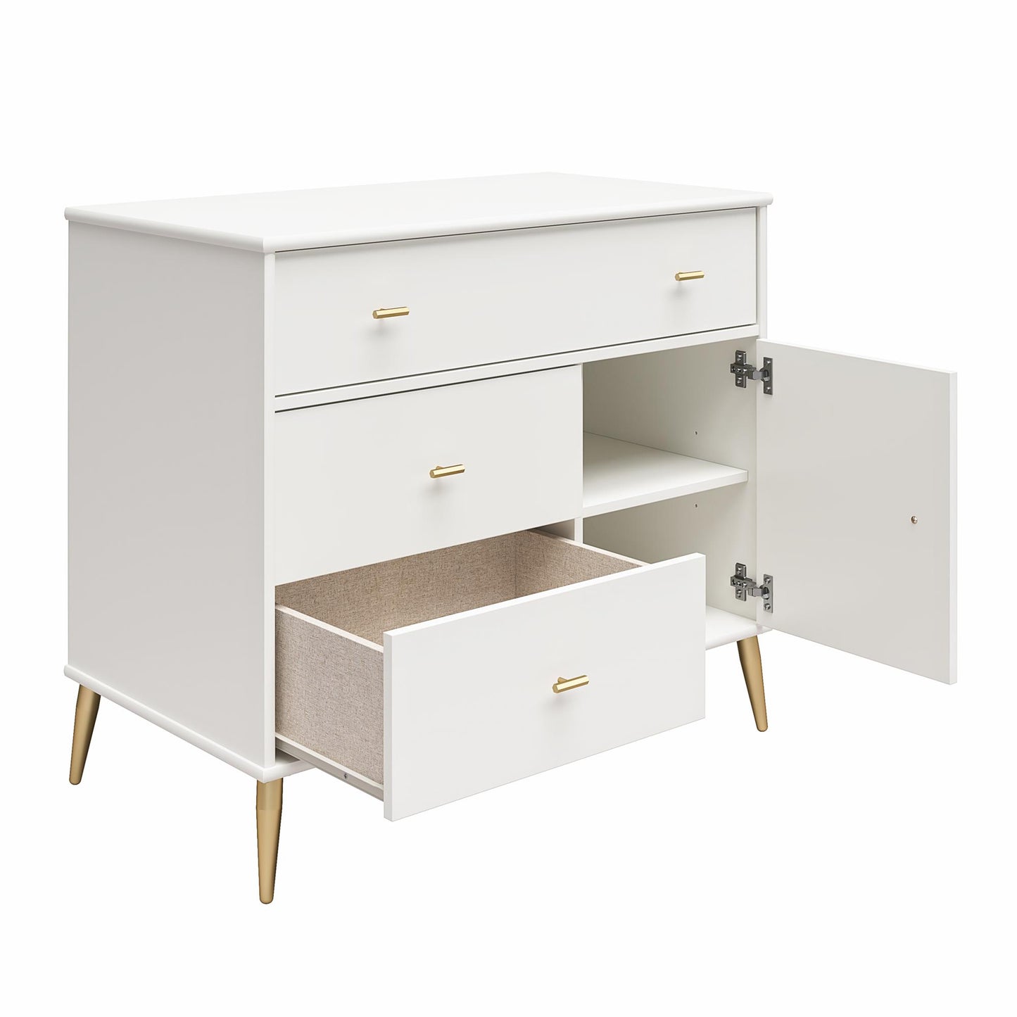 Little Seeds Valentina Asymmetrical 3 Drawer / 1 Door Convertible Dresser - White