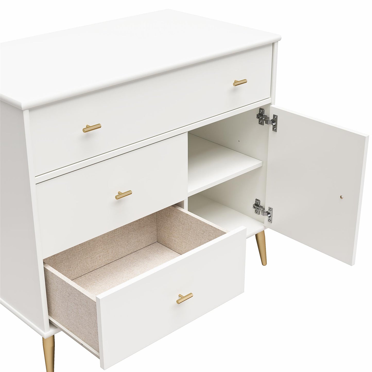 Little Seeds Valentina Asymmetrical 3 Drawer / 1 Door Convertible Dresser - White