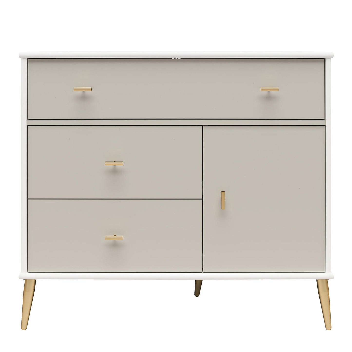 Little Seeds Valentina Asymmetrical 3 Drawer / 1 Door Convertible Dresser - White / Grey