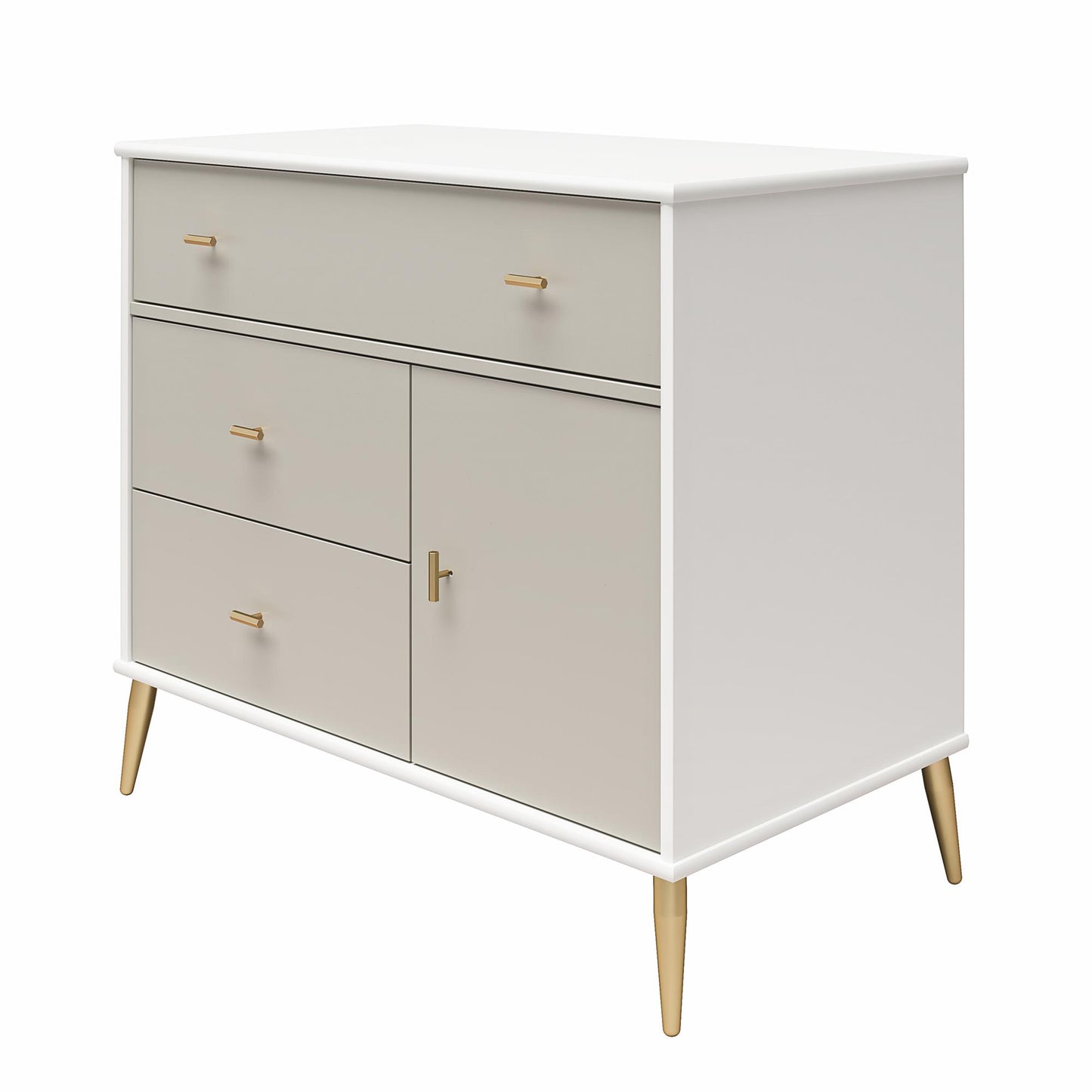 Little Seeds Valentina Asymmetrical 3 Drawer / 1 Door Convertible Dresser - White / Grey