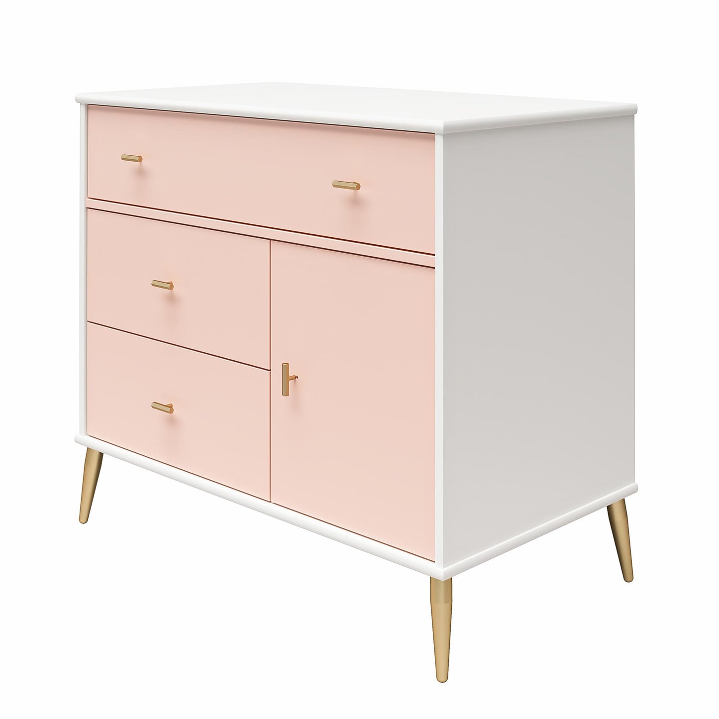 Little Seeds Valentina Asymmetrical 3 Drawer / 1 Door Convertible Dresser - Pale Pink