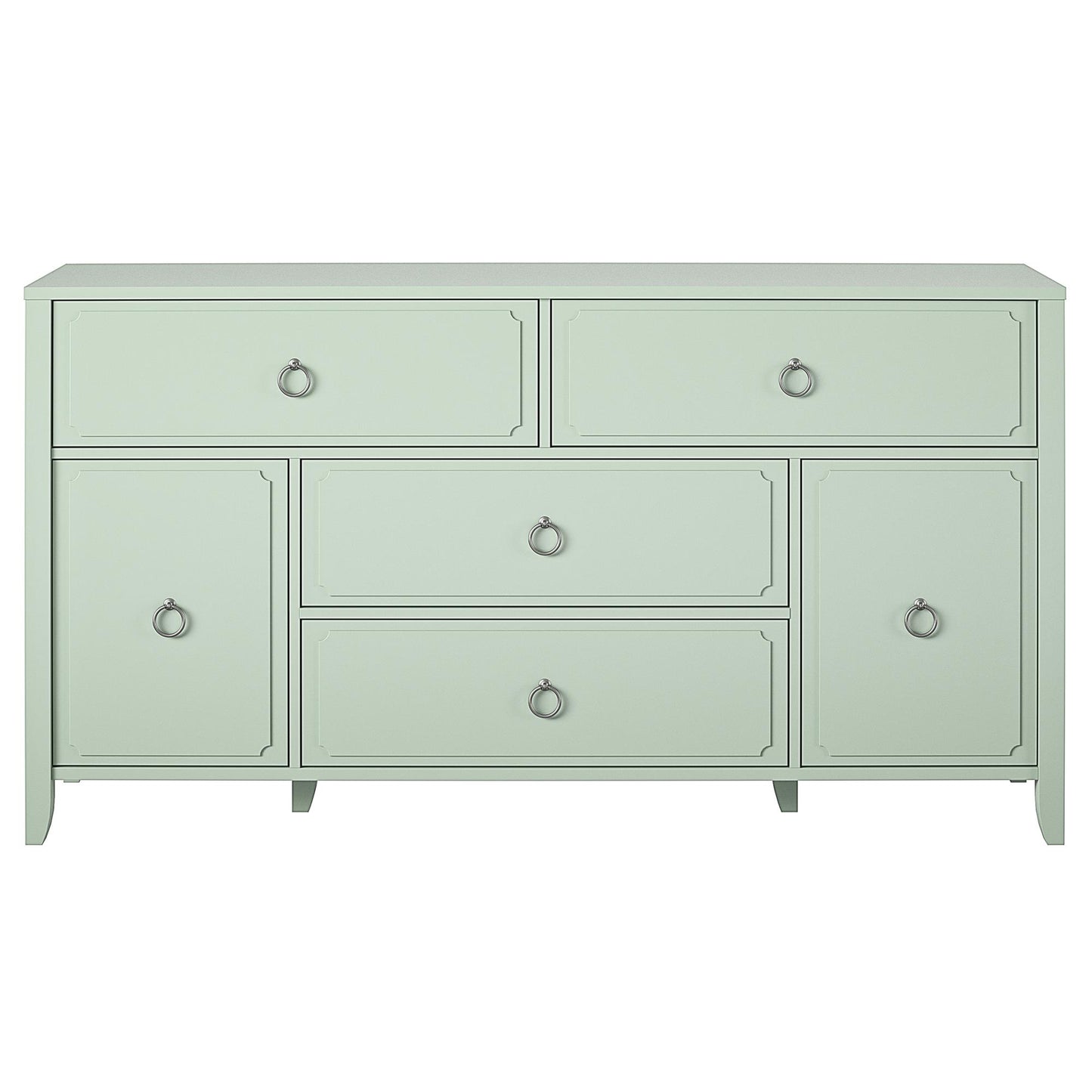 Her Majesty 4 Drawer/2 Door Wide Dresser, Pale Green - Pale Green