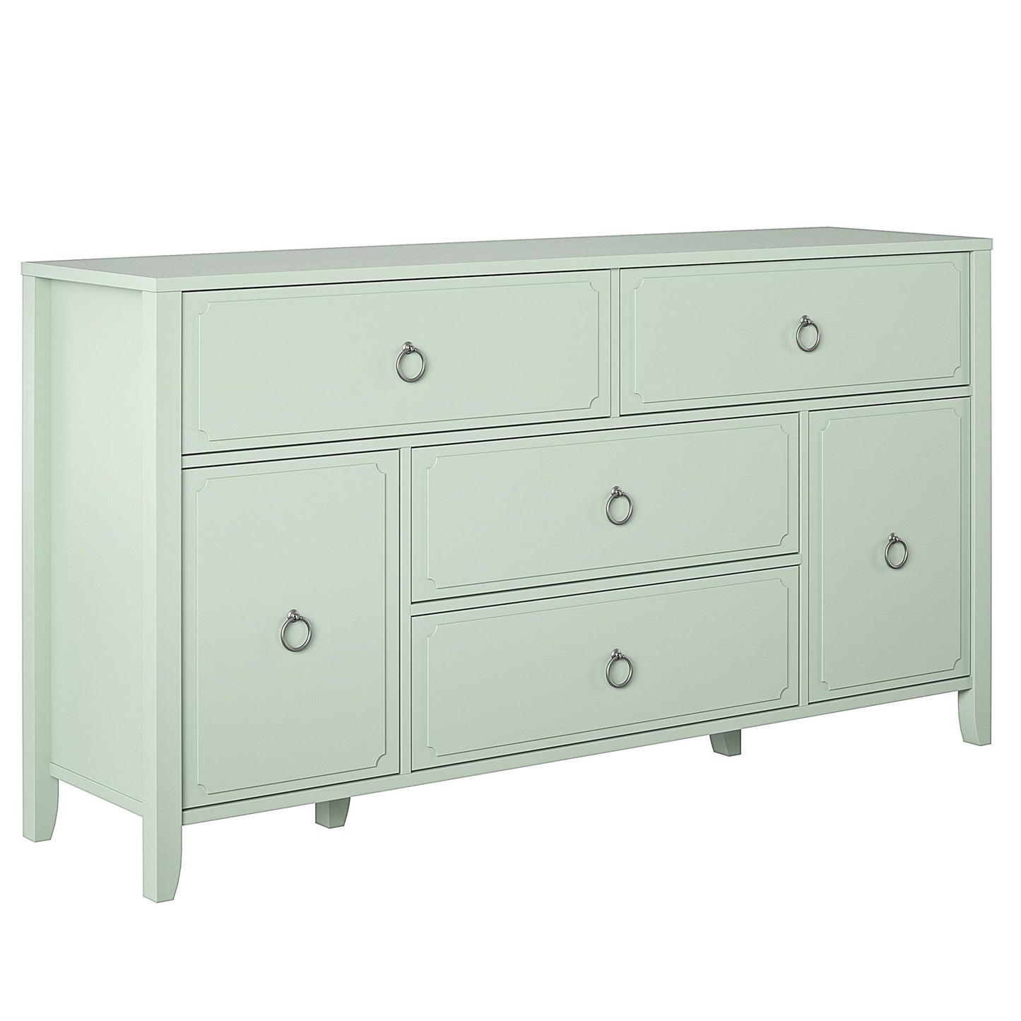 Her Majesty 4 Drawer/2 Door Wide Dresser, Pale Green - Pale Green