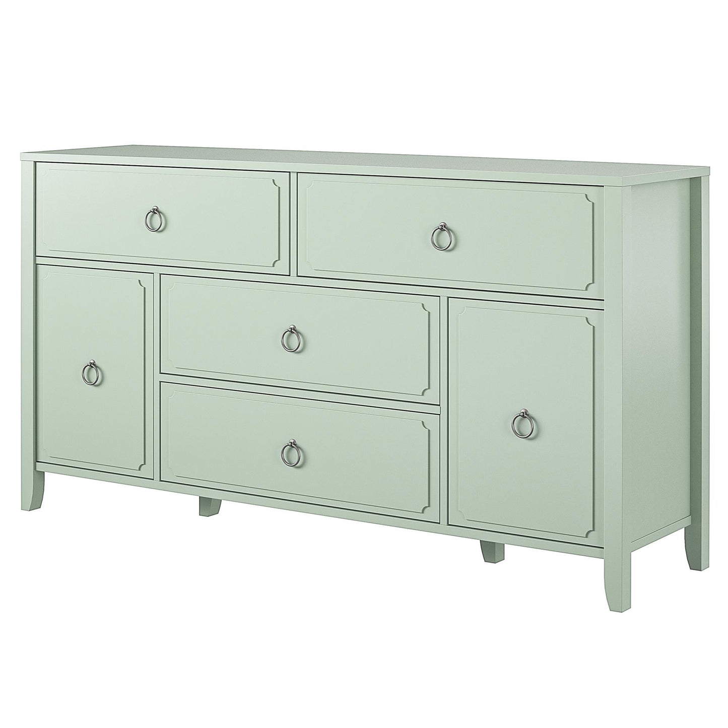 Her Majesty 4 Drawer/2 Door Wide Dresser, Pale Green - Pale Green