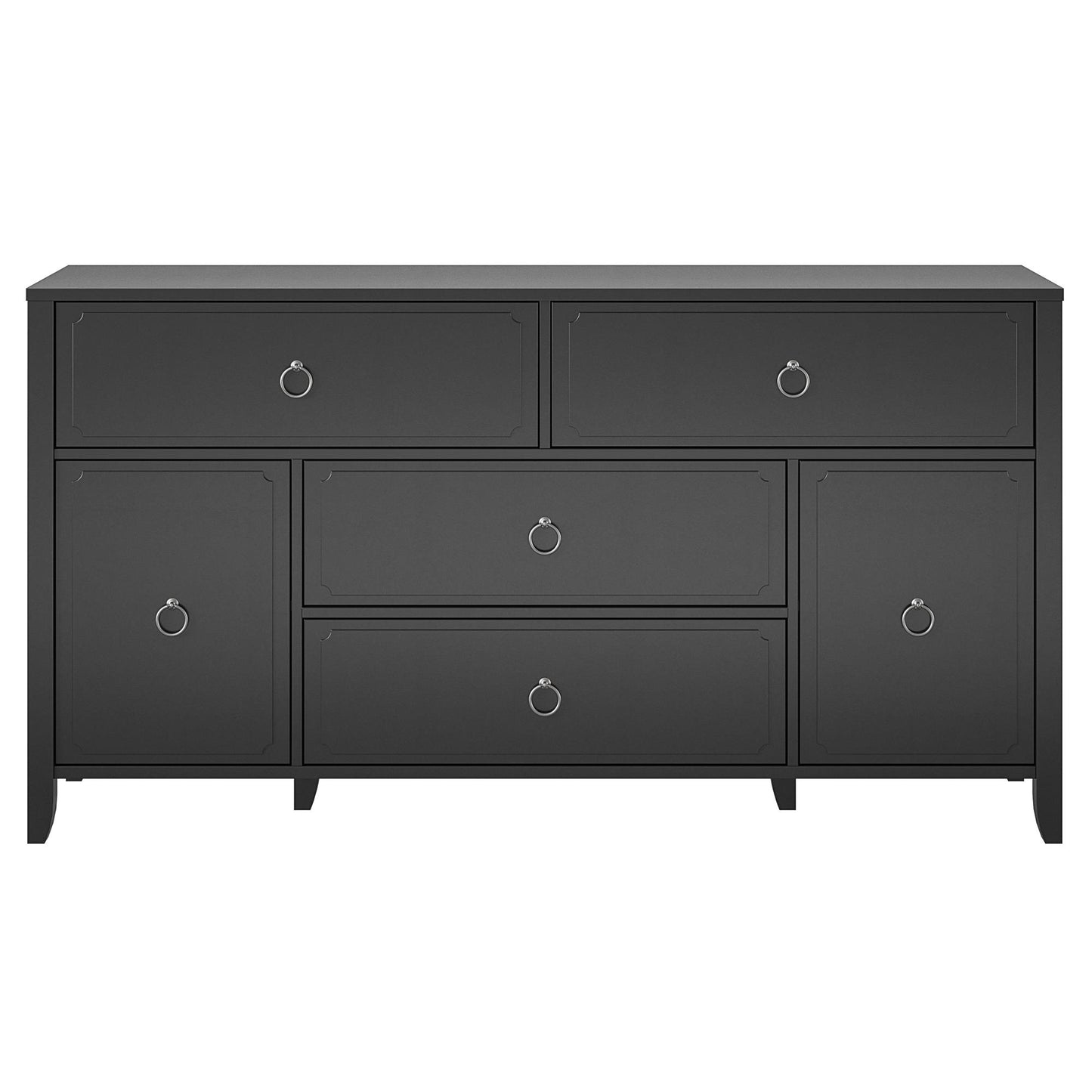 Her Majesty 4 Drawer/2 Door Wide Dresser, Black - Black