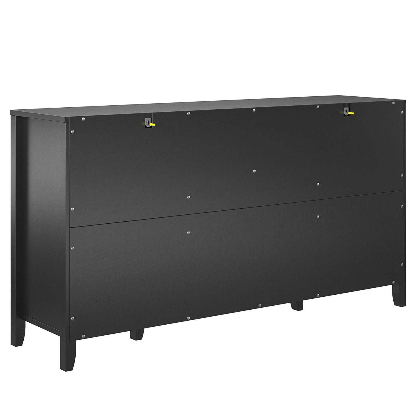 Her Majesty 4 Drawer/2 Door Wide Dresser, Black - Black