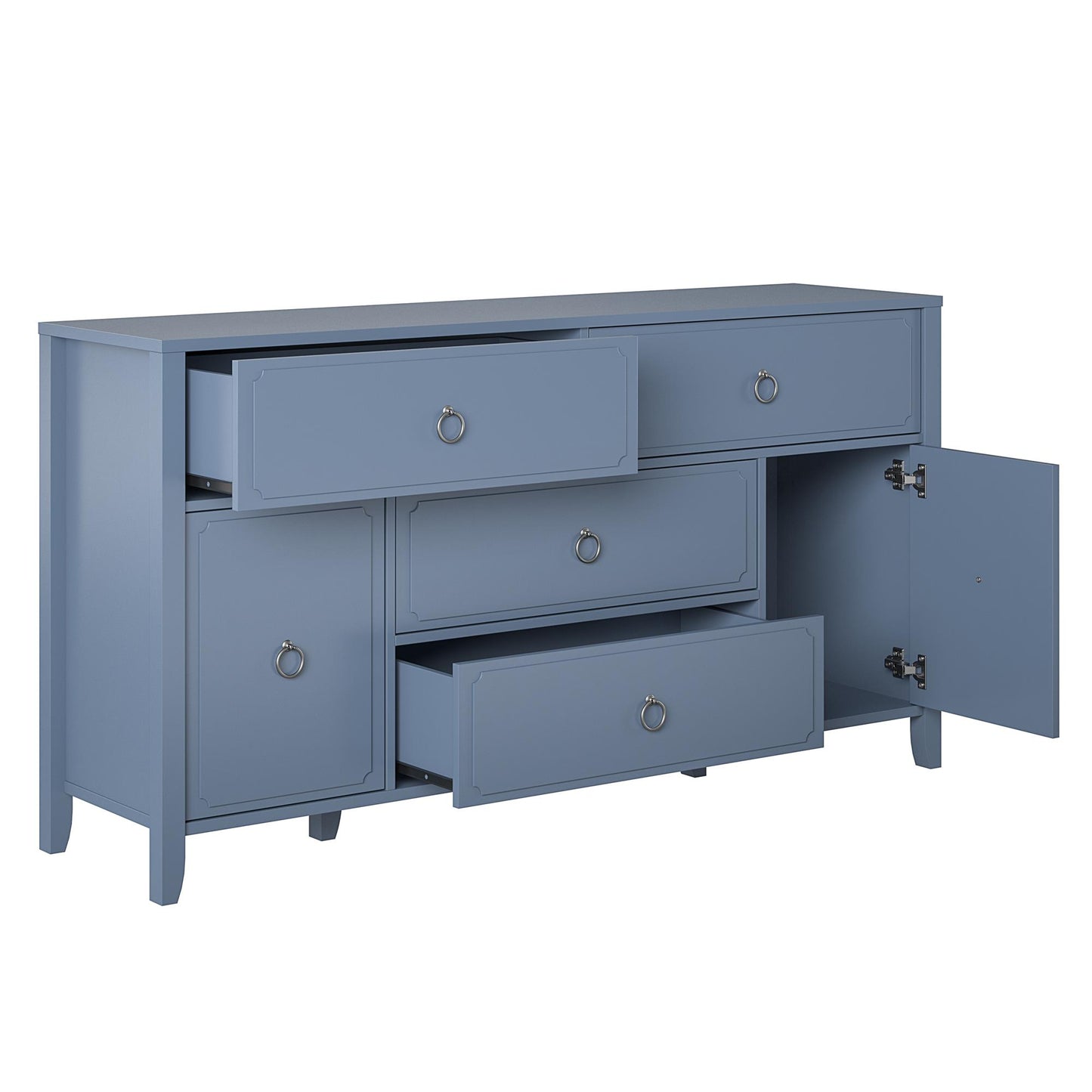 Her Majesty 4 Drawer/2 Door Wide Dresser, Blue - Blue