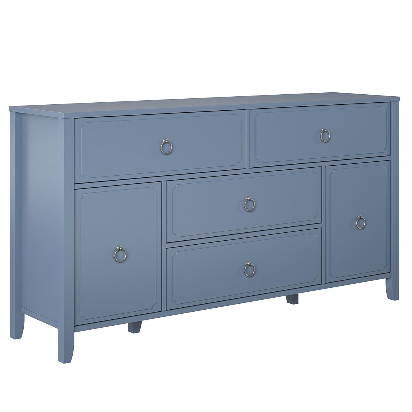 Her Majesty 4 Drawer/2 Door Wide Dresser, Blue - Blue