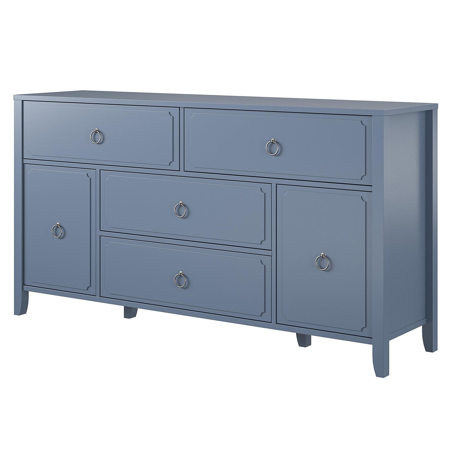 Her Majesty 4 Drawer/2 Door Wide Dresser, Blue - Blue