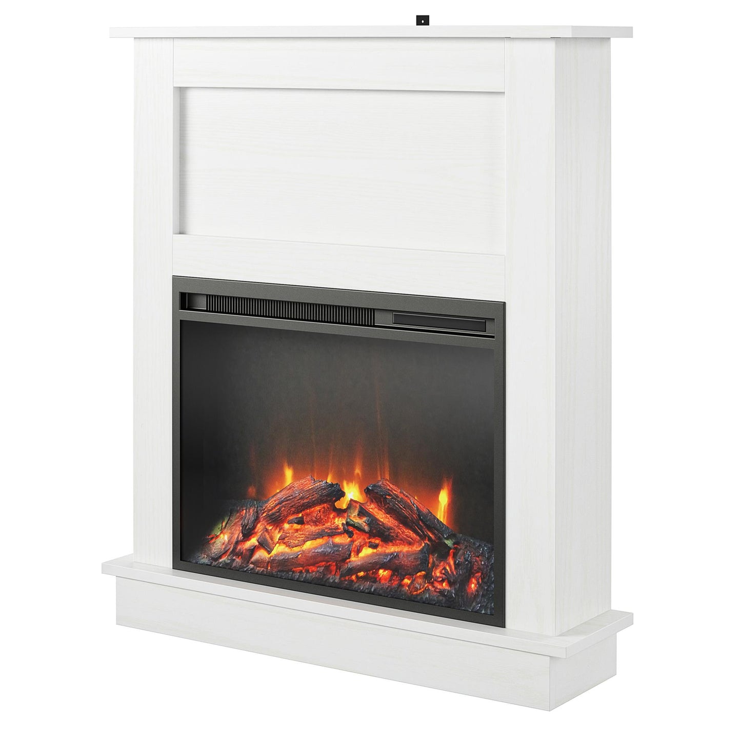 Ellsworth Modern Electric Fireplace with Mantel and 23 Inch Fireplace Insert - White