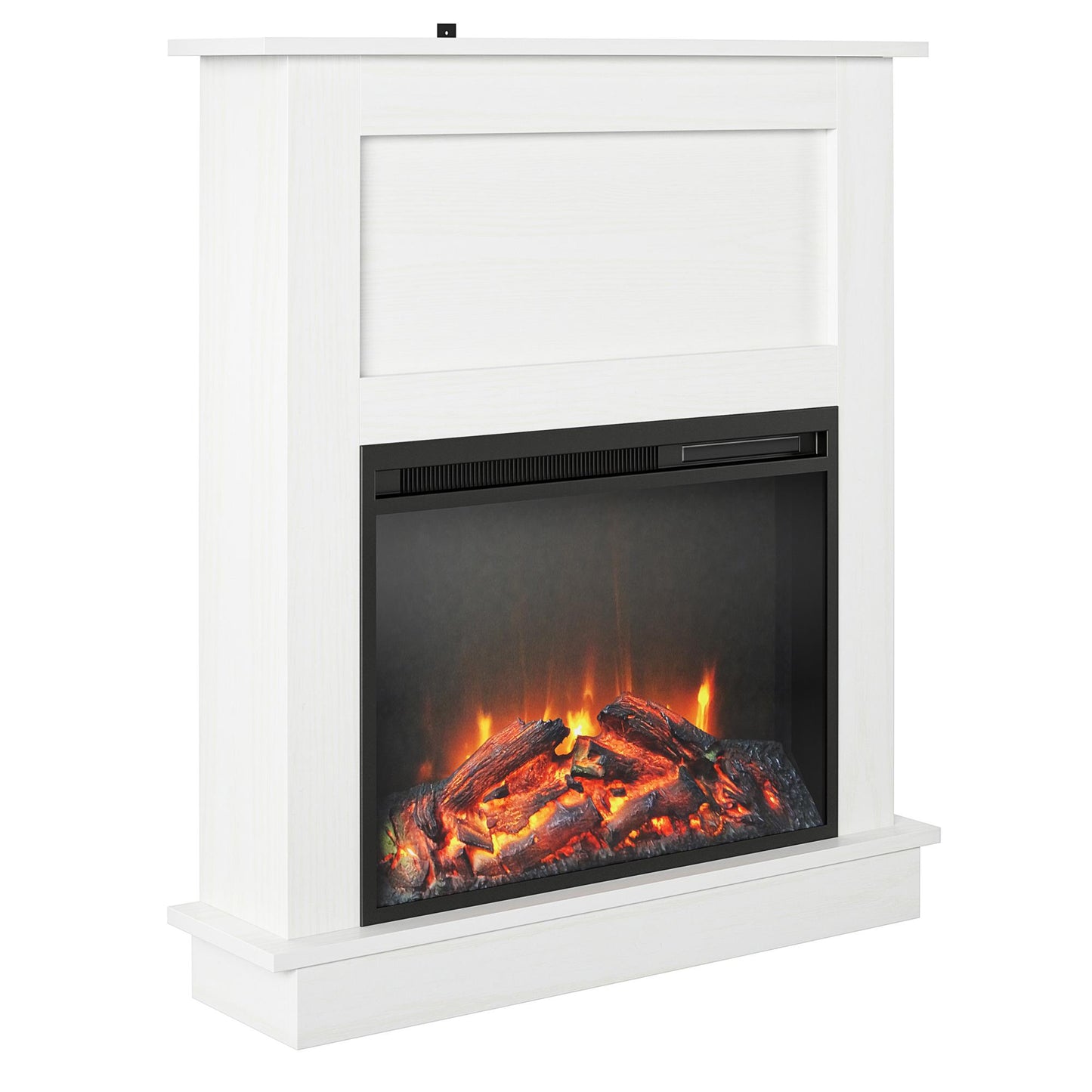 Ellsworth Modern Electric Fireplace with Mantel and 23 Inch Fireplace Insert - White