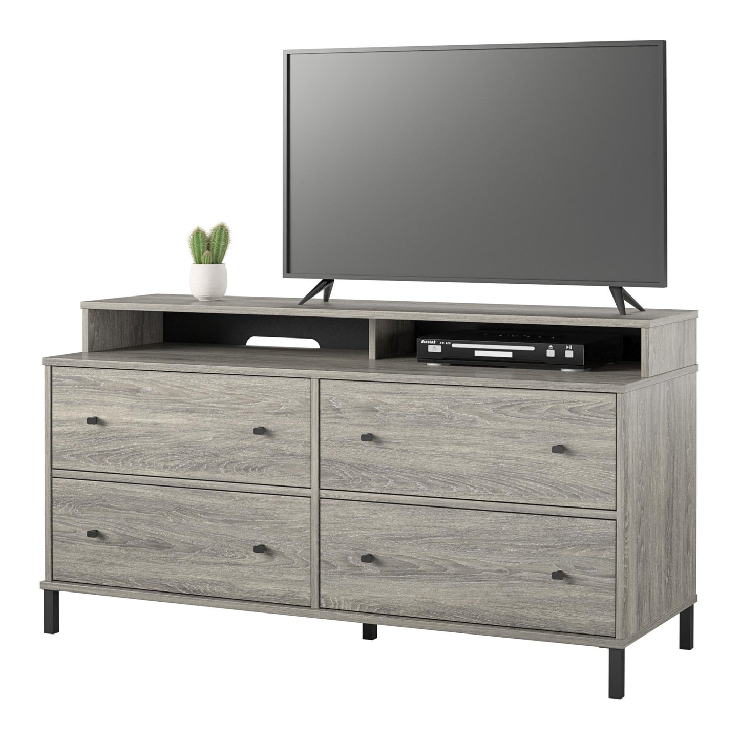 Kalissa Media Dresser for TVs up to 50", Gray Oak with Black - Gray Oak