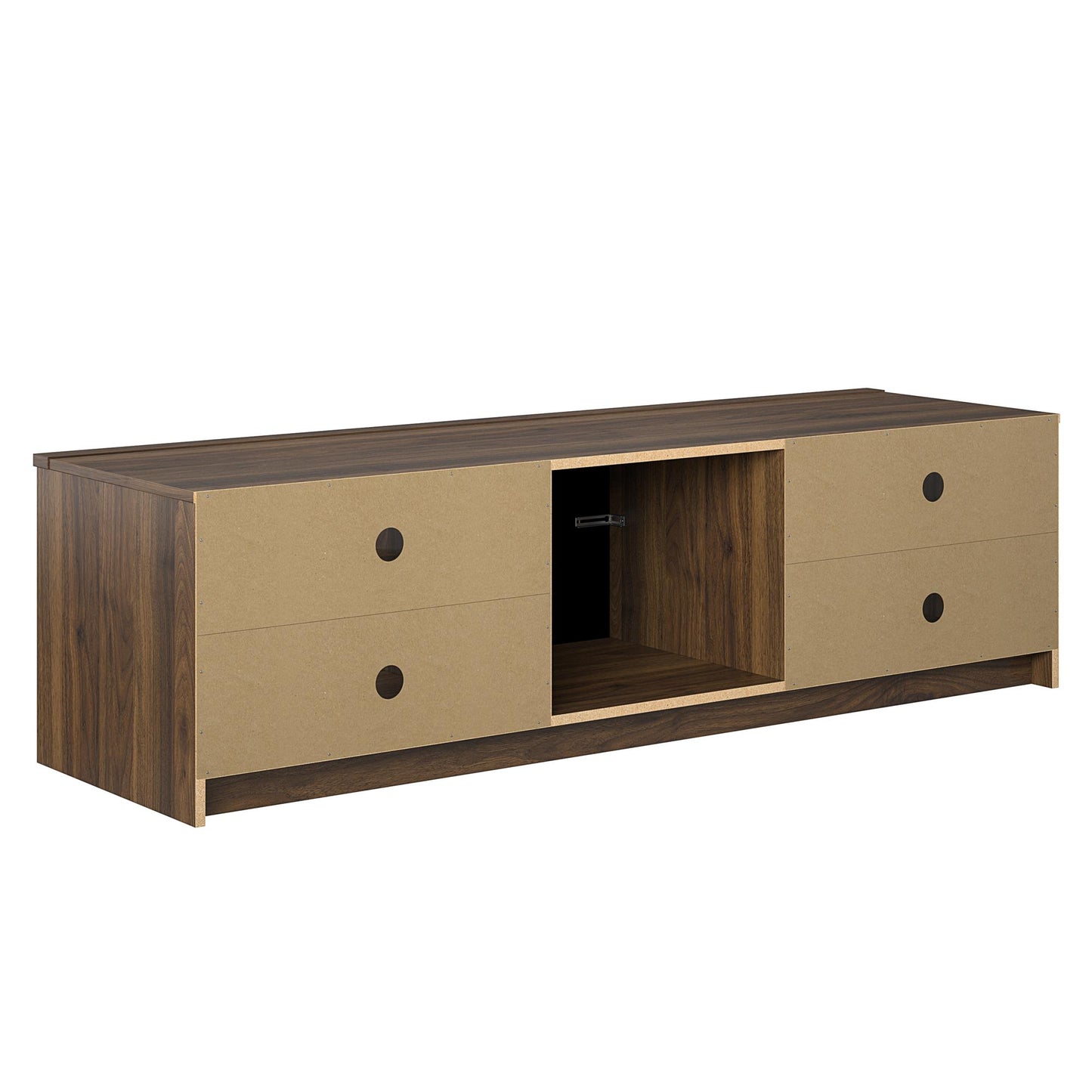 Noble 75" TV Stand with Electric Fireplace Insert and 4 Shelves - Walnut