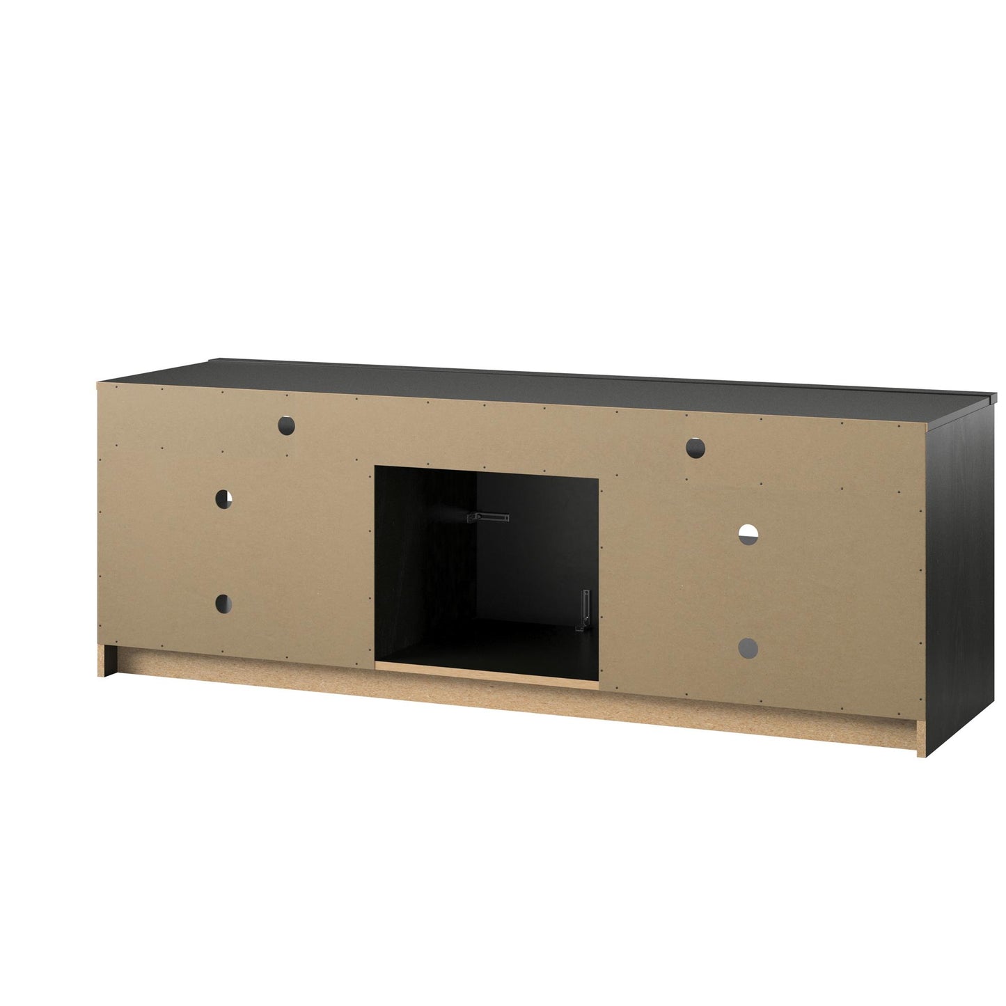 Hendrix 75" TV Stand with Electric Fireplace Insert and 6 Shelves - Black Oak