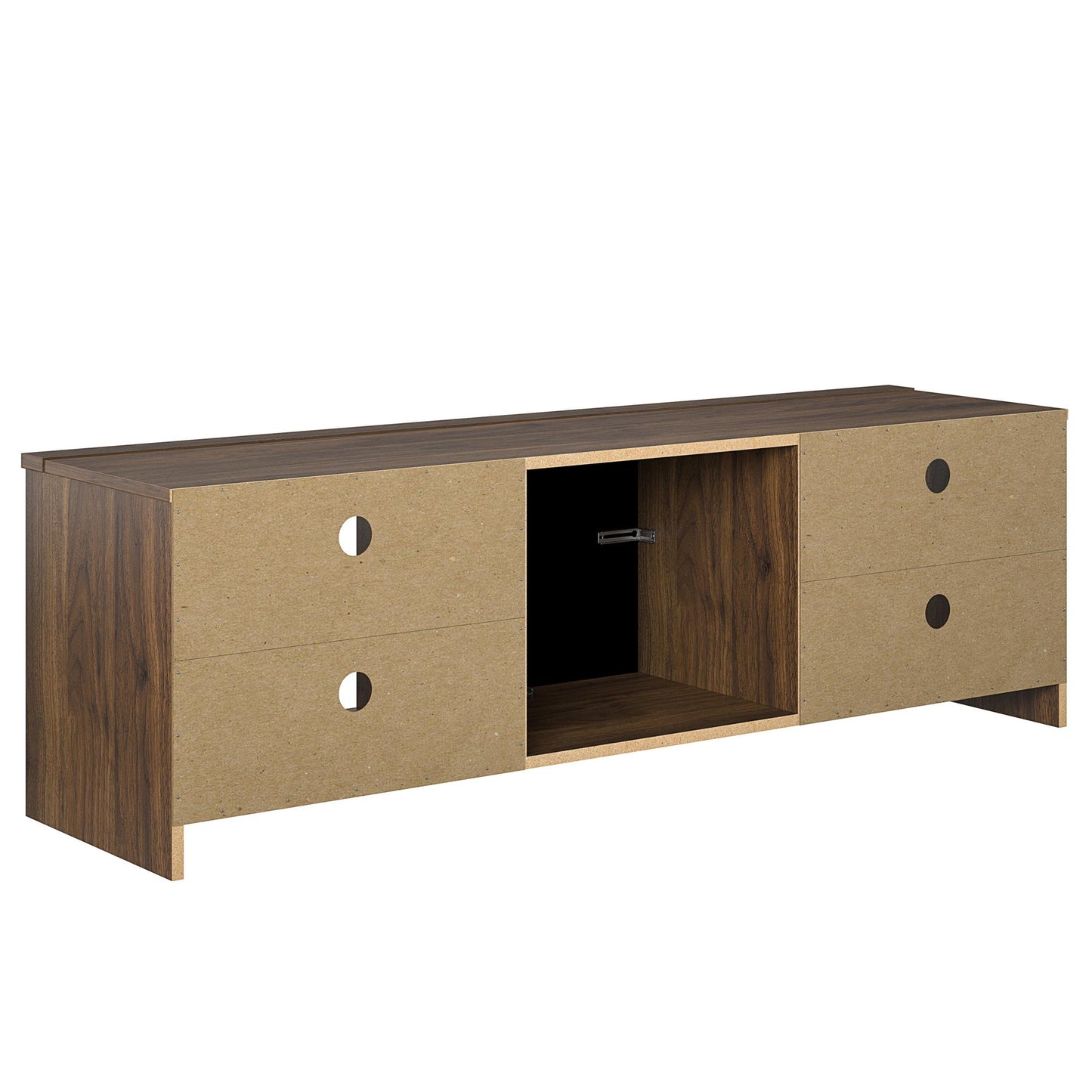 Noble 65” TV Stand with Electric Fireplace Insert and 4 Shelves - Walnut