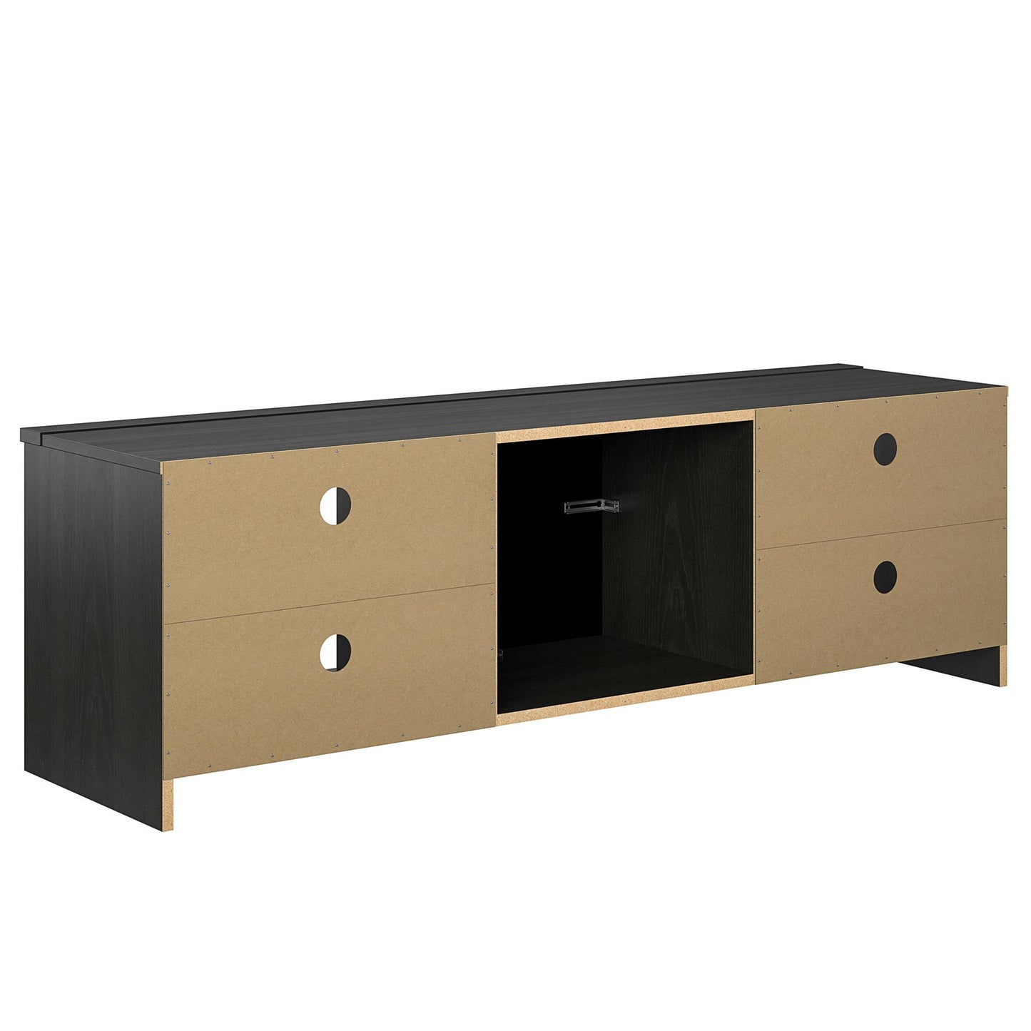 Noble 65” TV Stand with Electric Fireplace Insert and 4 Shelves - Black Oak