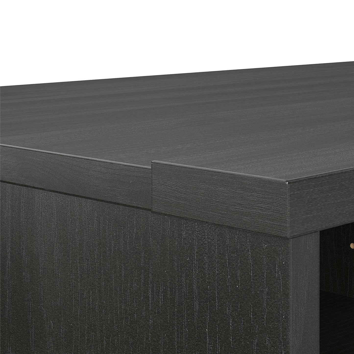 Noble 65” TV Stand with Electric Fireplace Insert and 4 Shelves - Black Oak