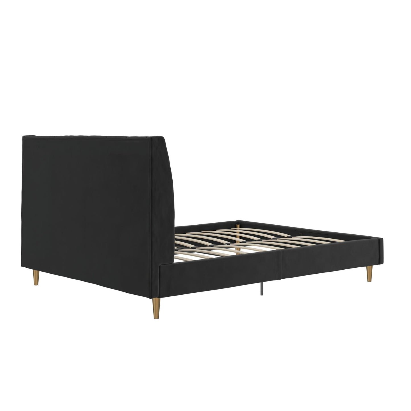 Novogratz Her Majesty Upholstered Bed, Queen, Black Velvet - Black - Queen