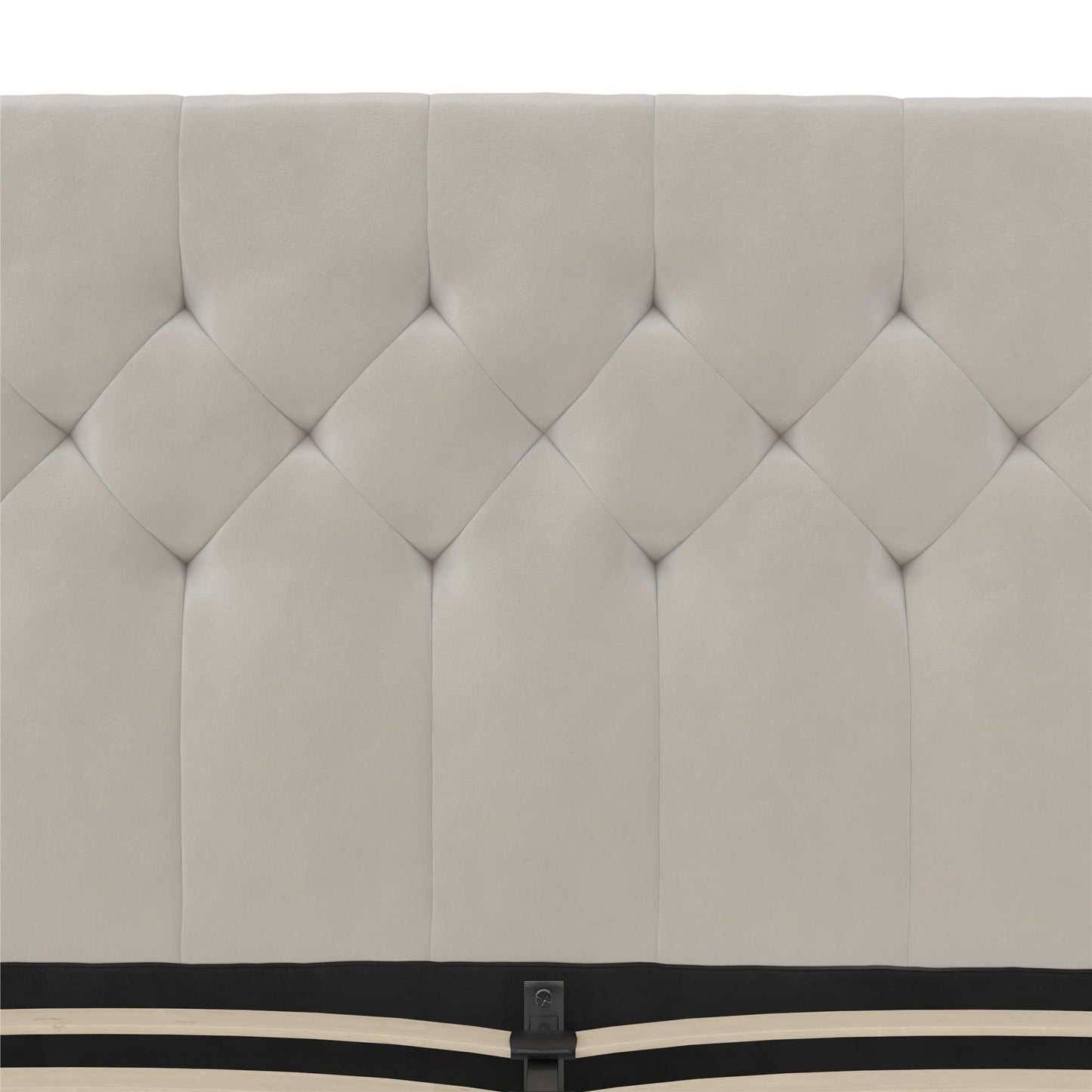 Novogratz Her Majesty Upholstered Bed, Queen, Ivory Velvet - Ivory - Queen