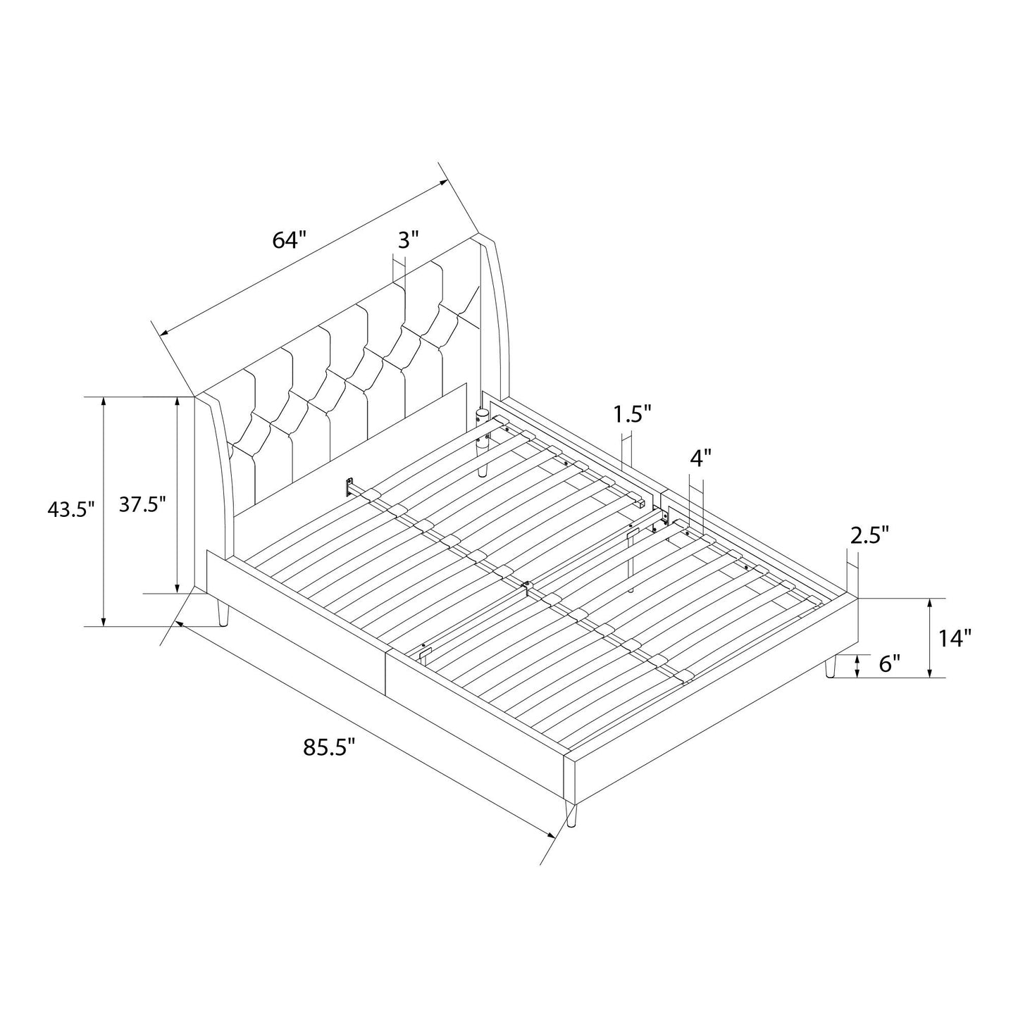 Novogratz Her Majesty Upholstered Bed, Queen, Ivory Velvet - Ivory - Queen