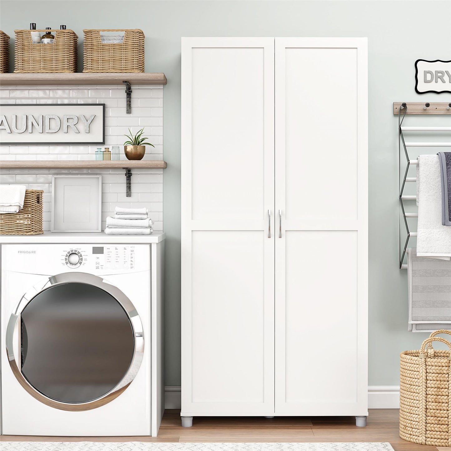 Lory Framed 36In Utility Cabinet - White