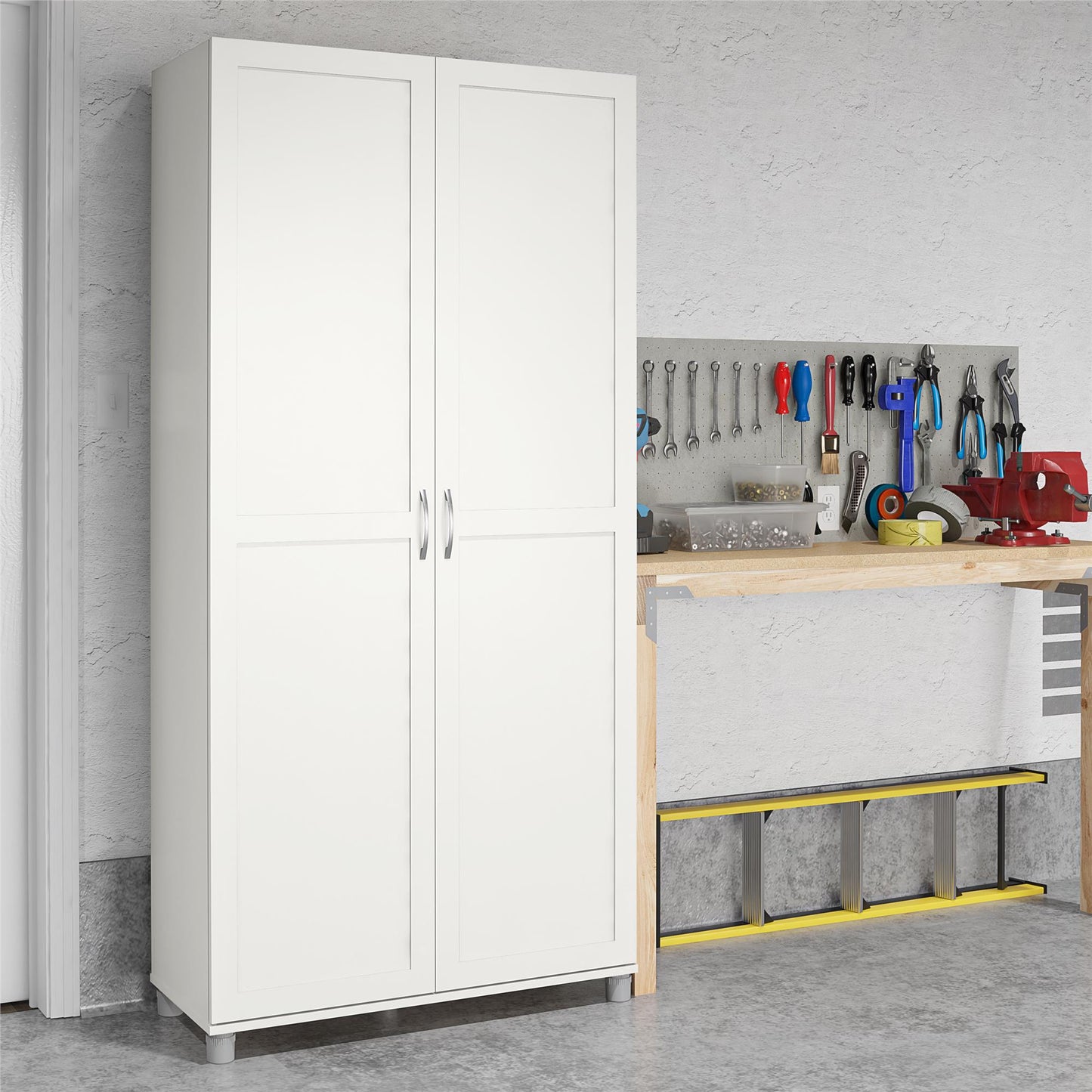 Lory Framed 36In Utility Cabinet - White