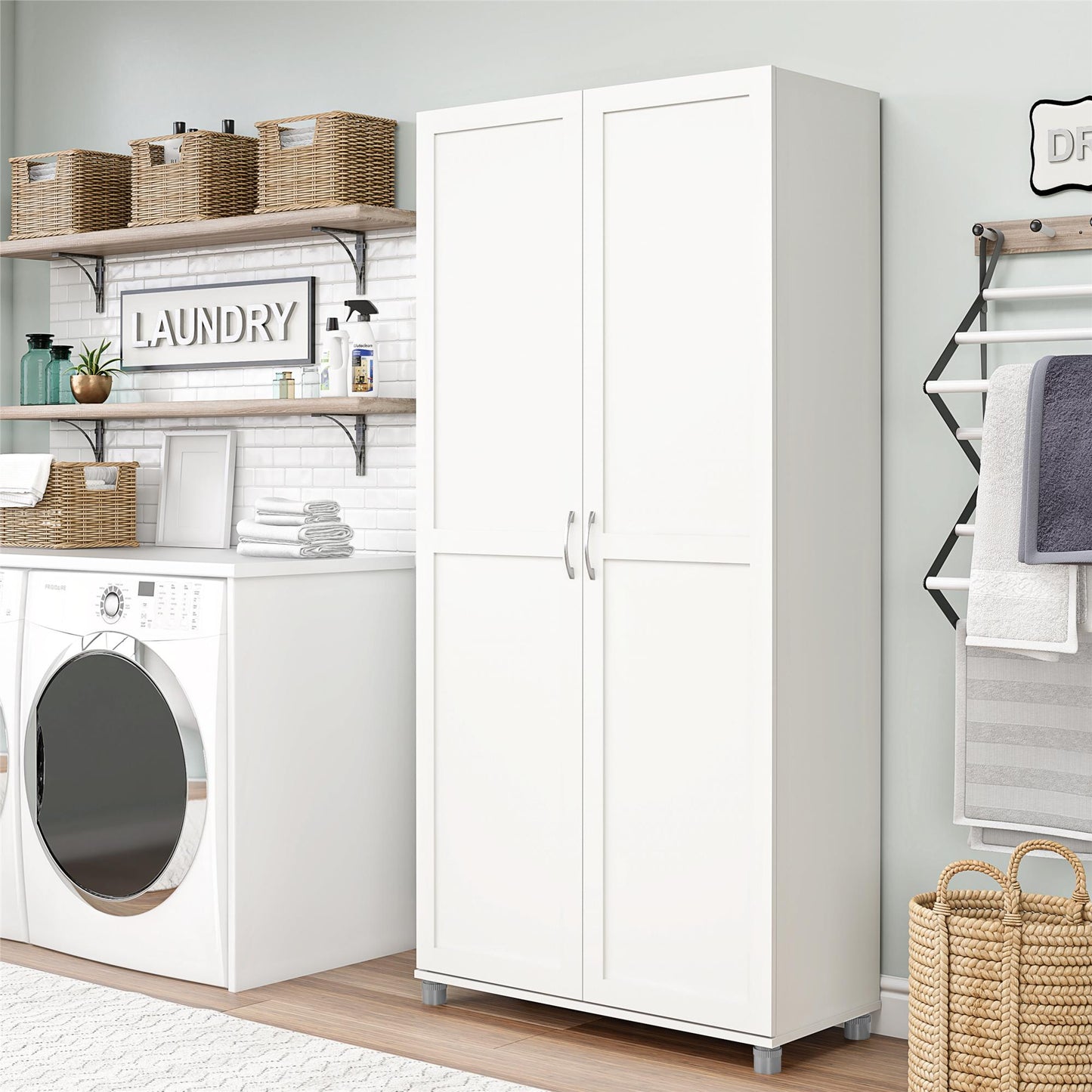 Lory Framed 36In Utility Cabinet - White