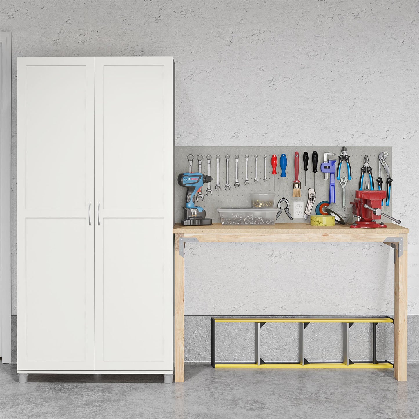 Lory Framed 36In Utility Cabinet - White