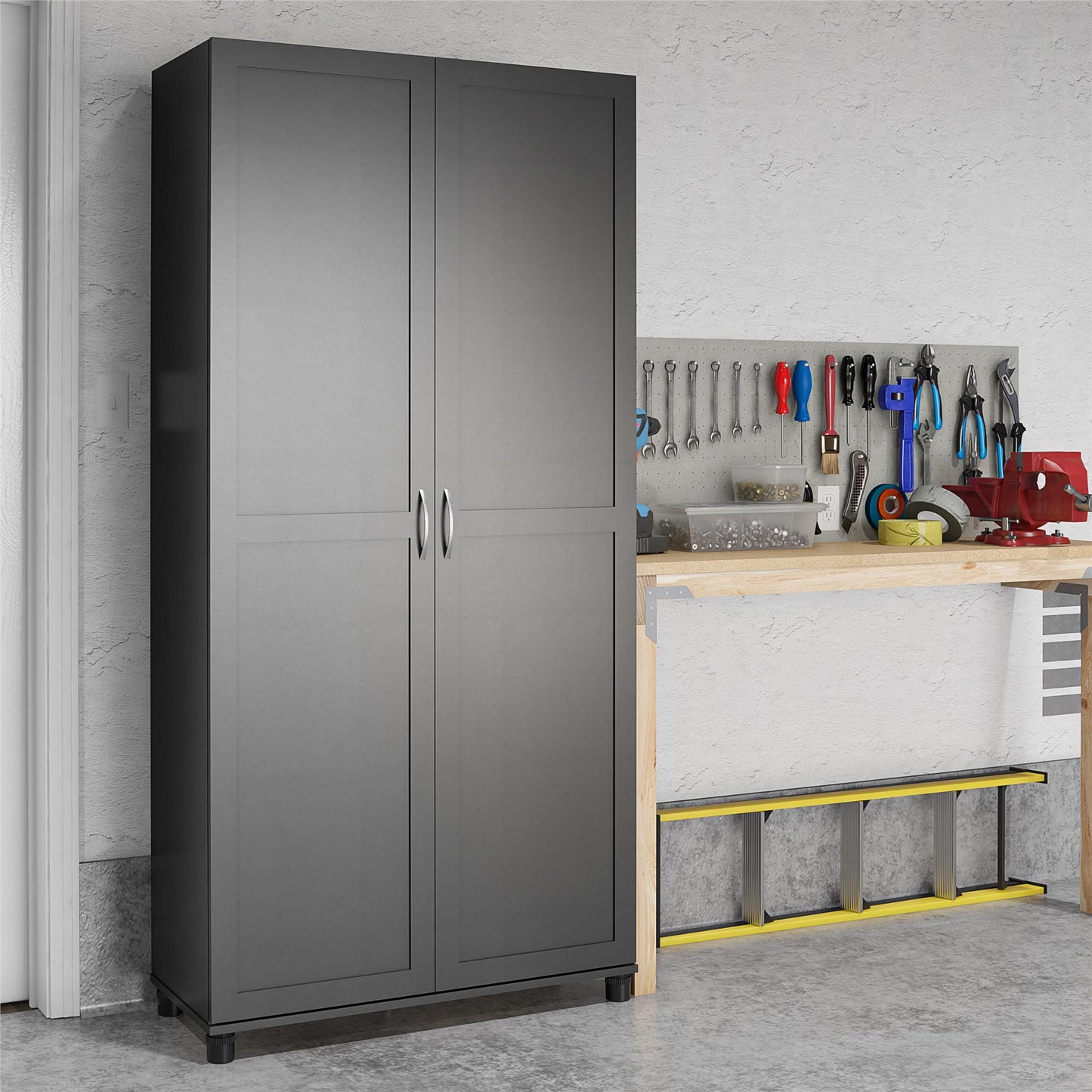 Lory Framed 36In Utility Cabinet - Black