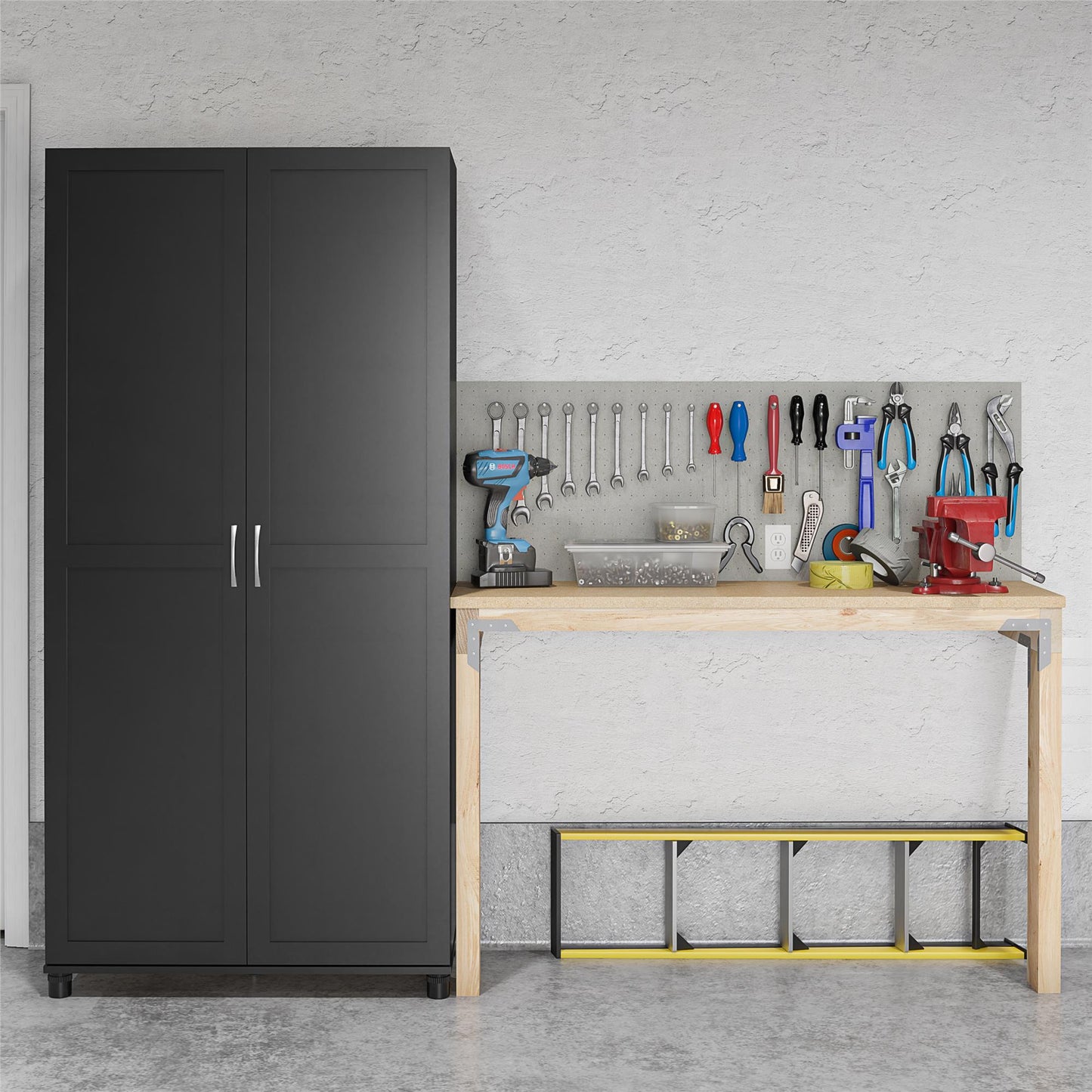 Lory Framed 36In Utility Cabinet - Black