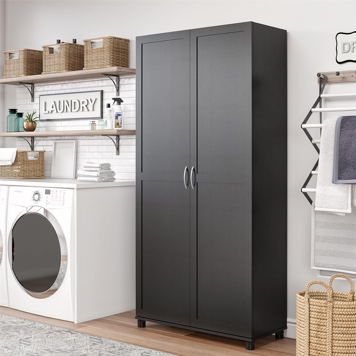 Lory Framed 36In Utility Cabinet - Black