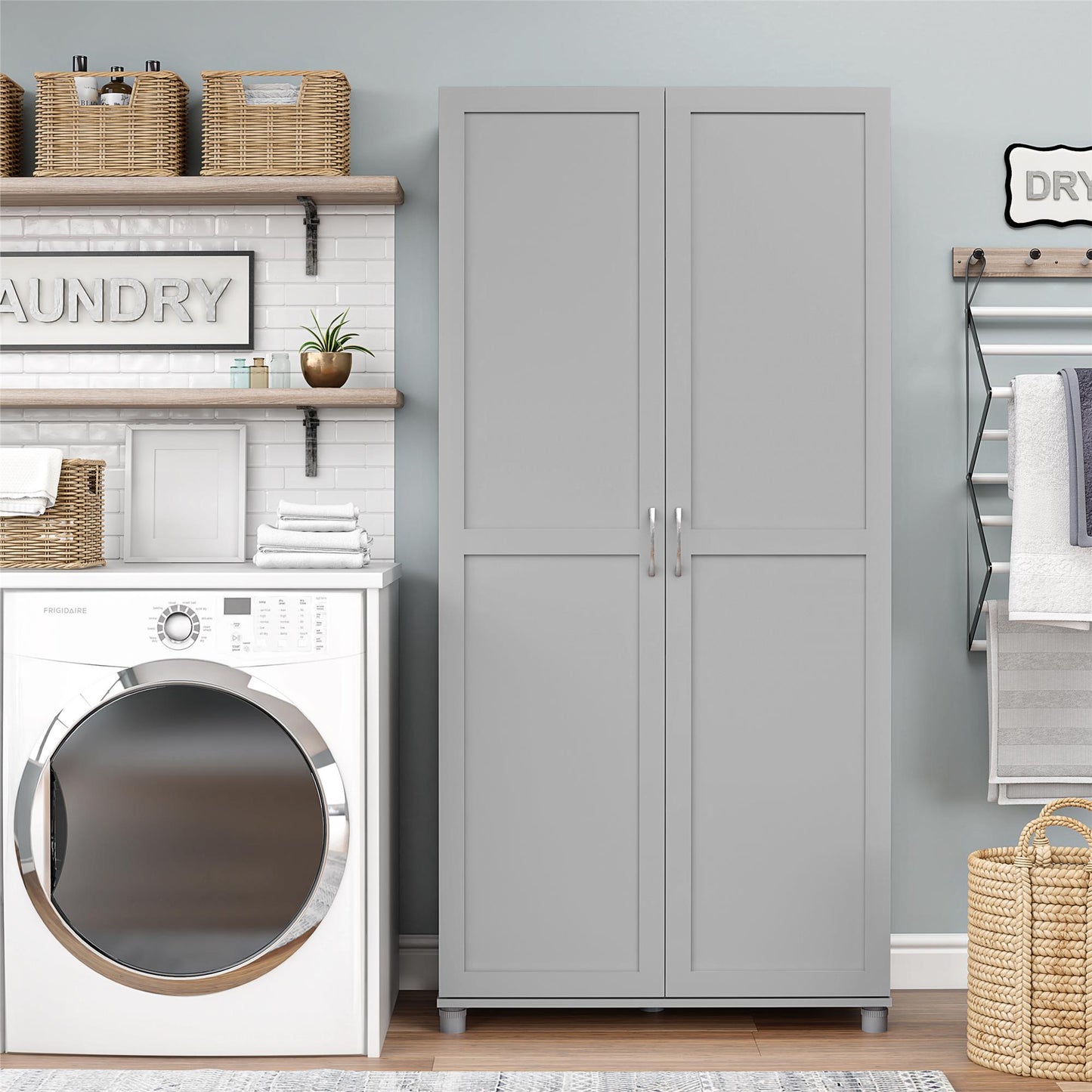 Lory Framed 36In Utility Cabinet - Dove Gray