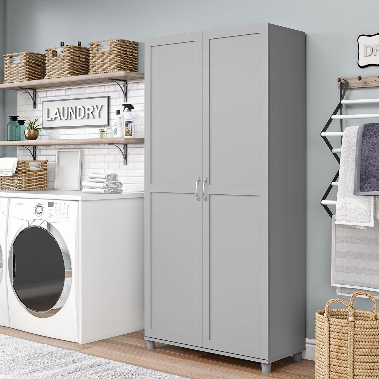 Lory Framed 36In Utility Cabinet - Dove Gray